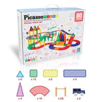 Bloques Magnéticos Picasso Tiles Pista de Carreras de 80 piezas y 2 autos LED