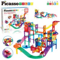 Bloques Magnéticos 3 en 1 Picasso Tiles Pista de Canicas y Autos de 108 piezas