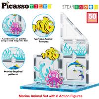 Juego de Bloques de Construcción Magnéticos Picasso Tiles Mundo Marino de 52 piezas