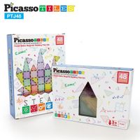 Bloques Magnéticos Picasso Tiles de Colores Pasteles y Glitter de 48 piezas