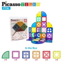 Juego de Bloques Magnéticos Picasso Tiles con Ventanas y Semi Circulos de 36 piezas