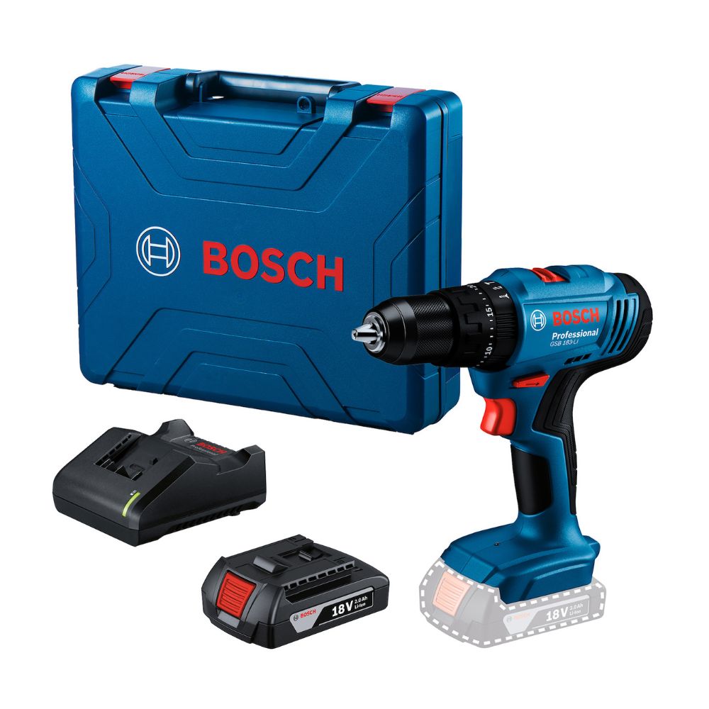 Taladro Percutor Inalámbrico GSB 183-LI + Batería + Cargador + Maletín Bosch Taladro Percutor Inalámbrico GSB 183-LI + Batería + Cargador + Maletín Bosch
