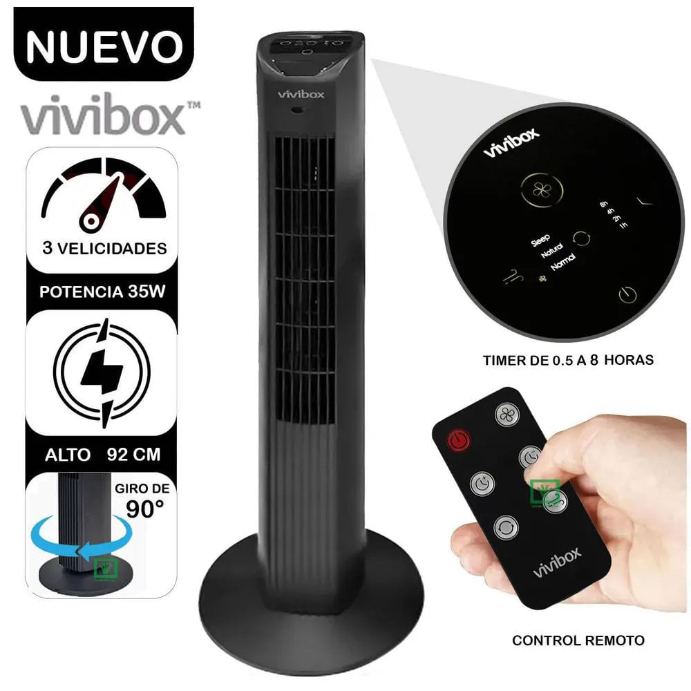 Ventilador de Aire Tipo Torre Vivibox 92cm Q1 Negro