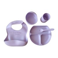 Set de Menaje de Silicona Grado Alimenticio para Bebés Color Lila