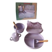 Set de Menaje de Silicona Grado Alimenticio para Bebés Diseño Flores