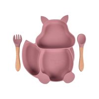 Set de Menaje de Silicona Grado Alimenticio para Bebés Diseño Ardilla