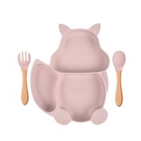 Set de Menaje de Silicona Grado Alimenticio para Bebés Diseño Ardilla