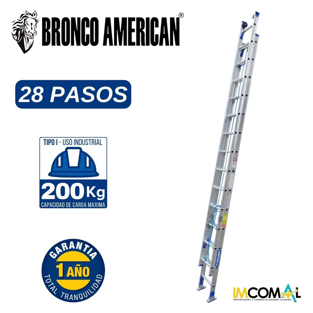 Escalera Aluminio Telescópica de 28 Pasos Cap. Carga Max: 200 Kg Bronco American