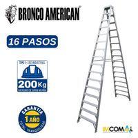 Escalera Aluminio Tijera Doble Ascenso de 16 Pasos Cap. Carga Max: 200 Kg Bronco American