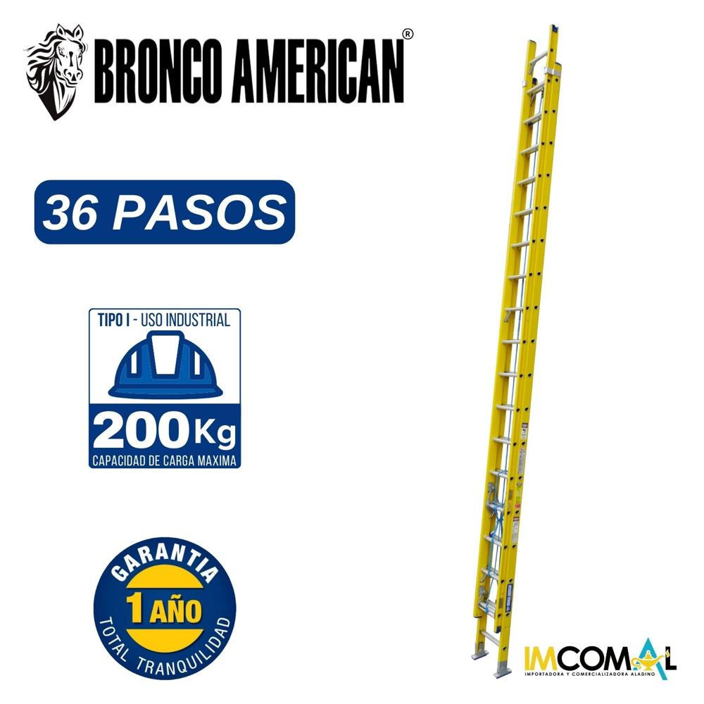 Escalera Fibra de Vidrio Telescópica de 36 Pasos Cap. Carga Max: 200 Kg Bronco American