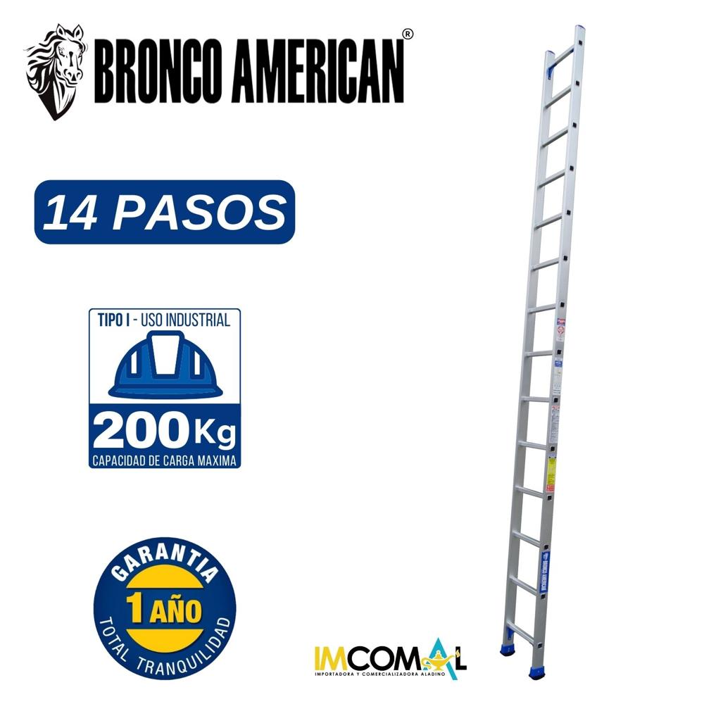 Escalera Aluminio Arrimo de 14 Pasos Cap. Carga Max: 200 Kg Bronco American