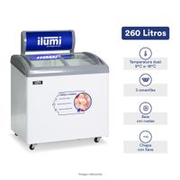 Congelador dual Ilumi Tapa Vidrio de 260 LTS