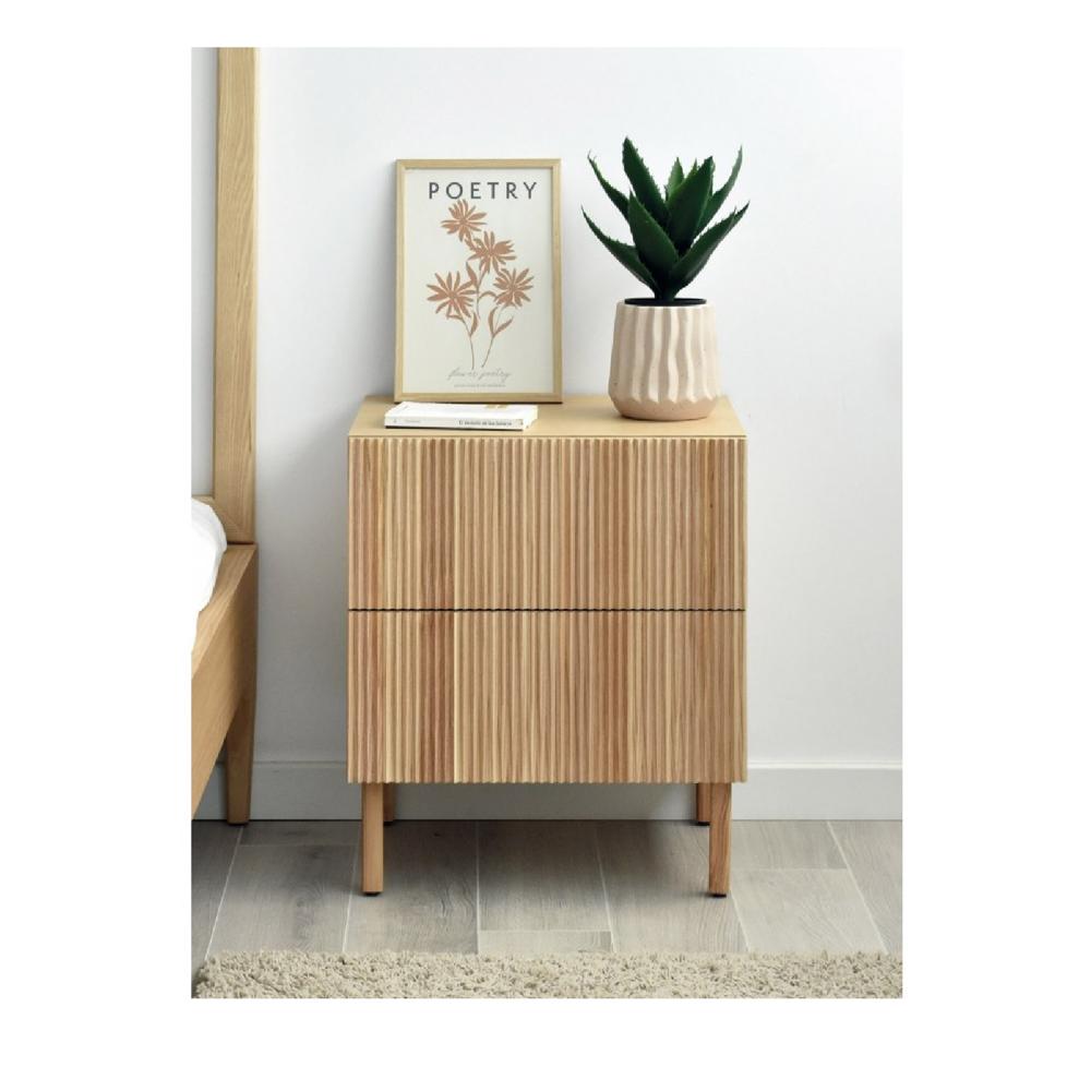 Velador estilo Nórdico Misha color Duna 2 cajones TU MESITA