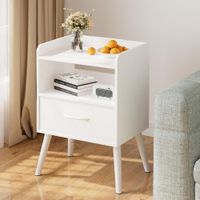 Velador Mesa de Noche Clásica Ramón 1 cajón color Blanco TU MESITA
