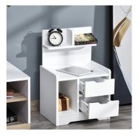 Velador Moderno Milord color Blanco 2 cajones TU MESITA