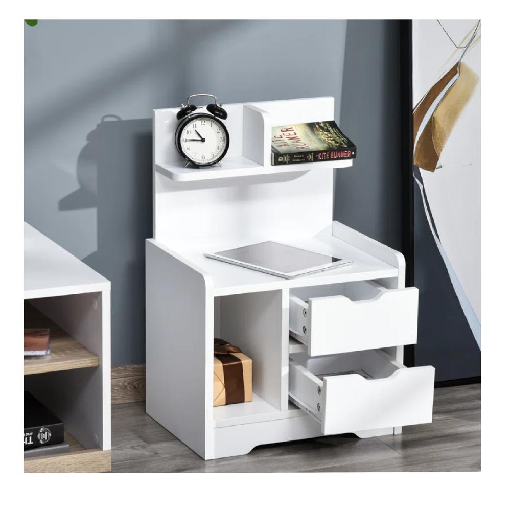 Velador Moderno Milord color Blanco 2 cajones TU MESITA