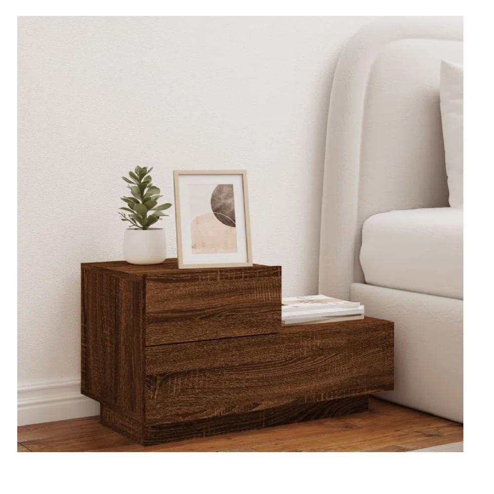 Velador Multiusos Mirtha color Marrón 2 cajones TU MESITA