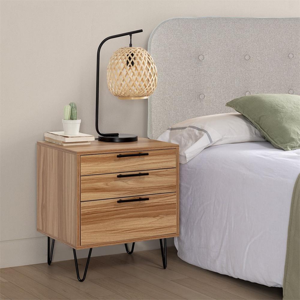 Velador Mesa de Noche Mitre color Marrón 3 cajones TU MESITA