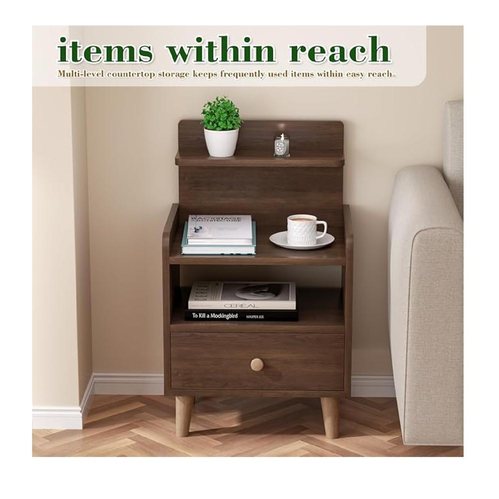 Mesa de Noche Multiusos Yida color Marrón 1 cajón mas Repisas TU MESITA