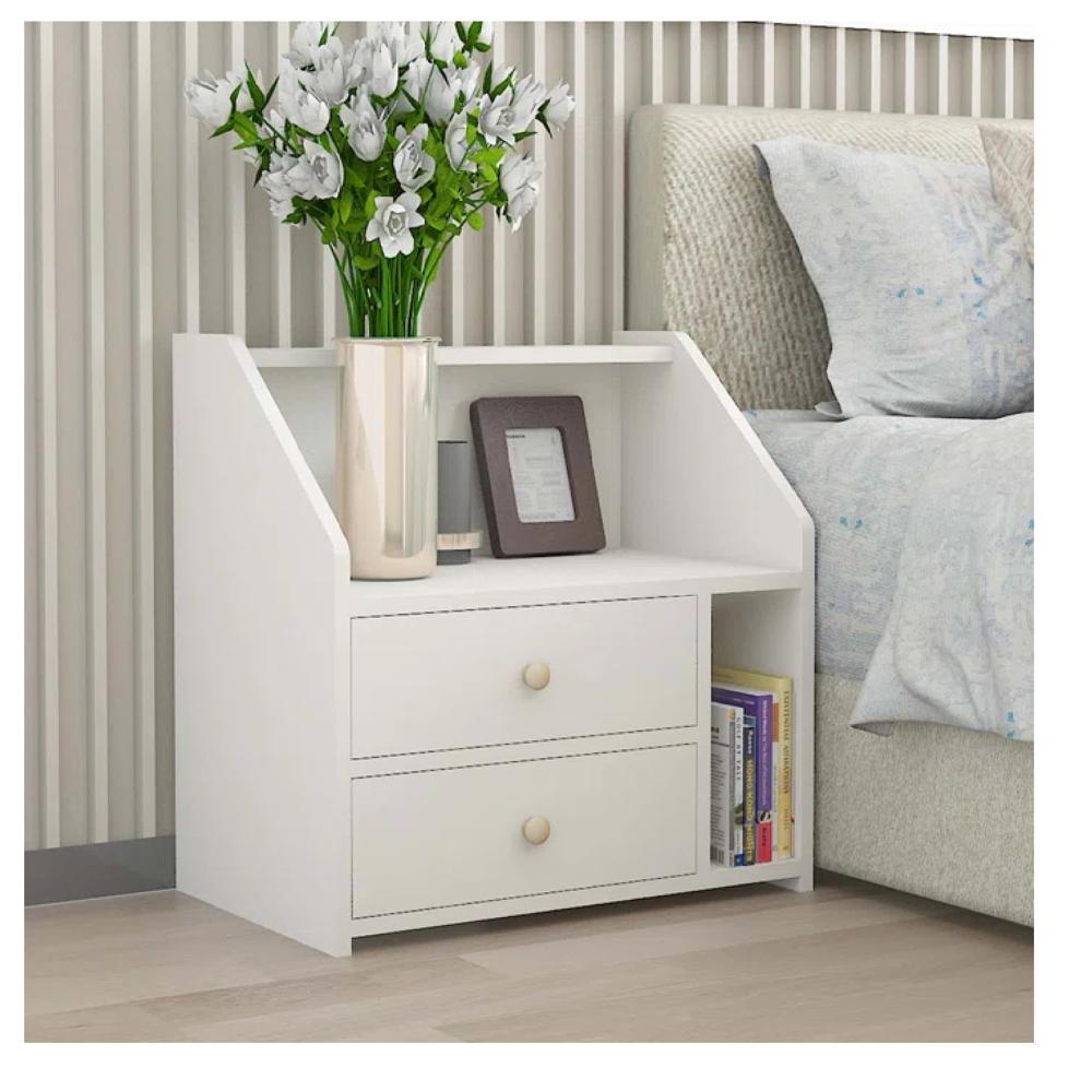 Velador Multiusos Gregory color Blanco 2 cajones TU MESITA