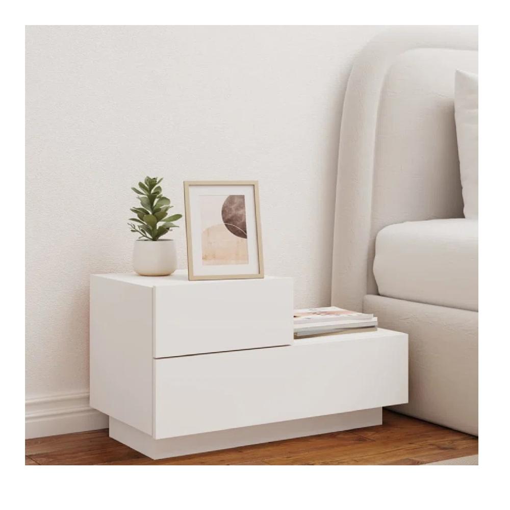 Velador Multiusos Mirtha color Blanco 2 cajones TU MESITA