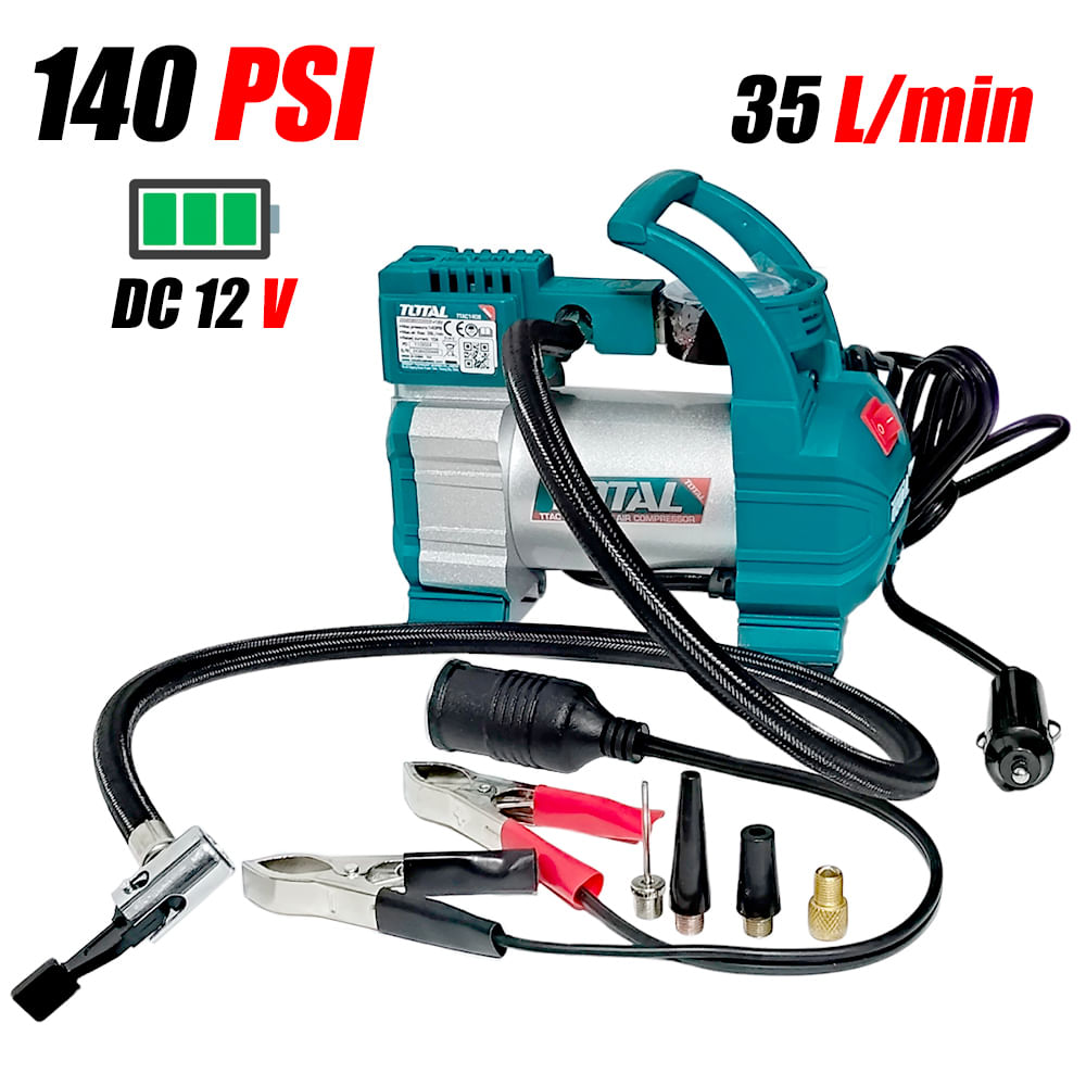 Mini Compresora de Aire para Auto1 2V Total TTAC1406 140PSI 35L x Min