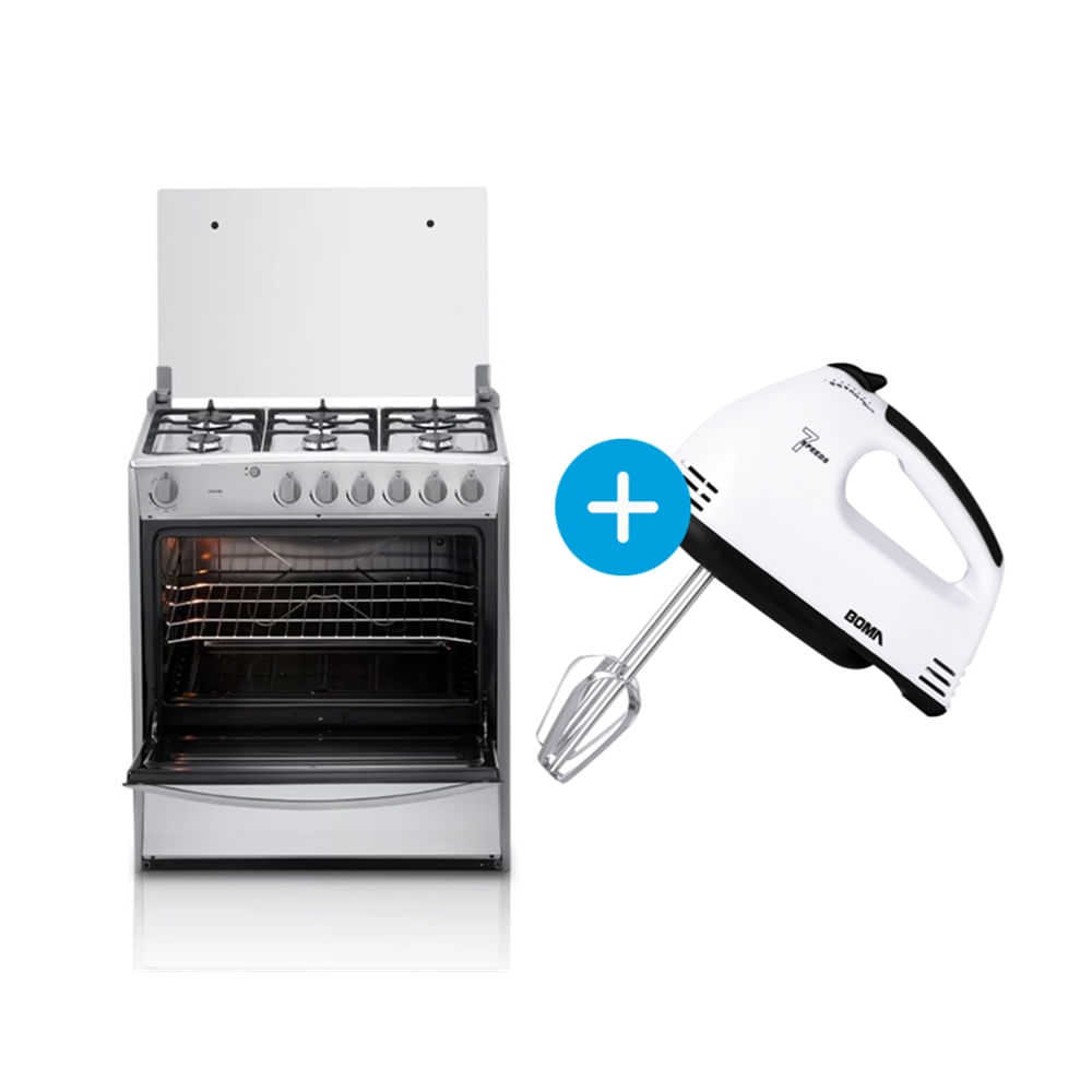 Combo Cocina Indurama Cataluña QZ 6 Hornillas y BATIDORA ELCTRICA STAND MIXER Plateado-Negro