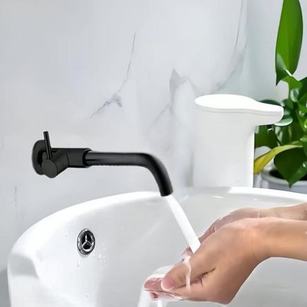 Grifo Caño Pared Bronce Negro Mate para Lavatorio pico minimalista Grifo Caño Pared Bronce Negro Mate para Lavatorio pico minimalista