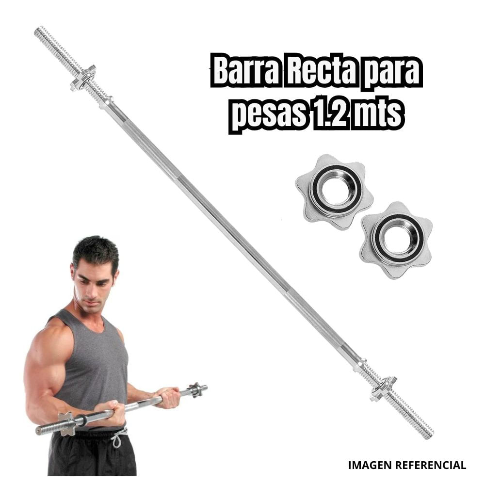 Barra Recta Cromada Para Pesas de 1.20 mts Barra Recta Cromada Para Pesas de 1.20 mts