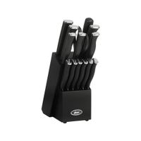 Juego de 15 cuchillos Oster de acero inoxidable con bloque de madera negro – 123866.15
