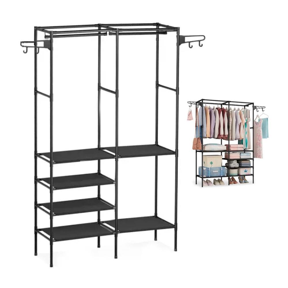 Organizador De Ropa Negro Tipo Perchero Y Zapatera Armario