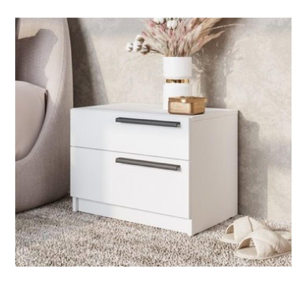 Velador Mesa de Noche Melchor color Blanco 2 cajones TU MESITA
