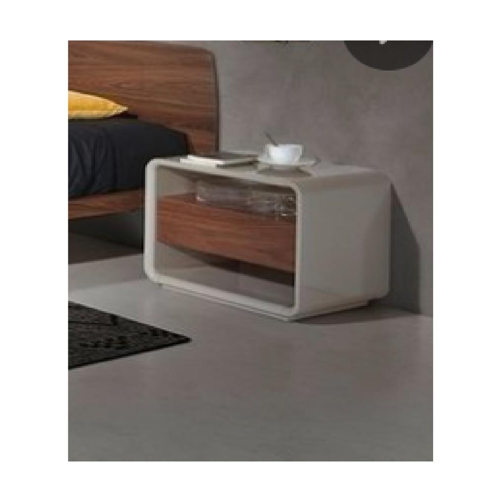 Velador Moderno Patricia color Blanco/Marrón 1 cajón TU MESITA