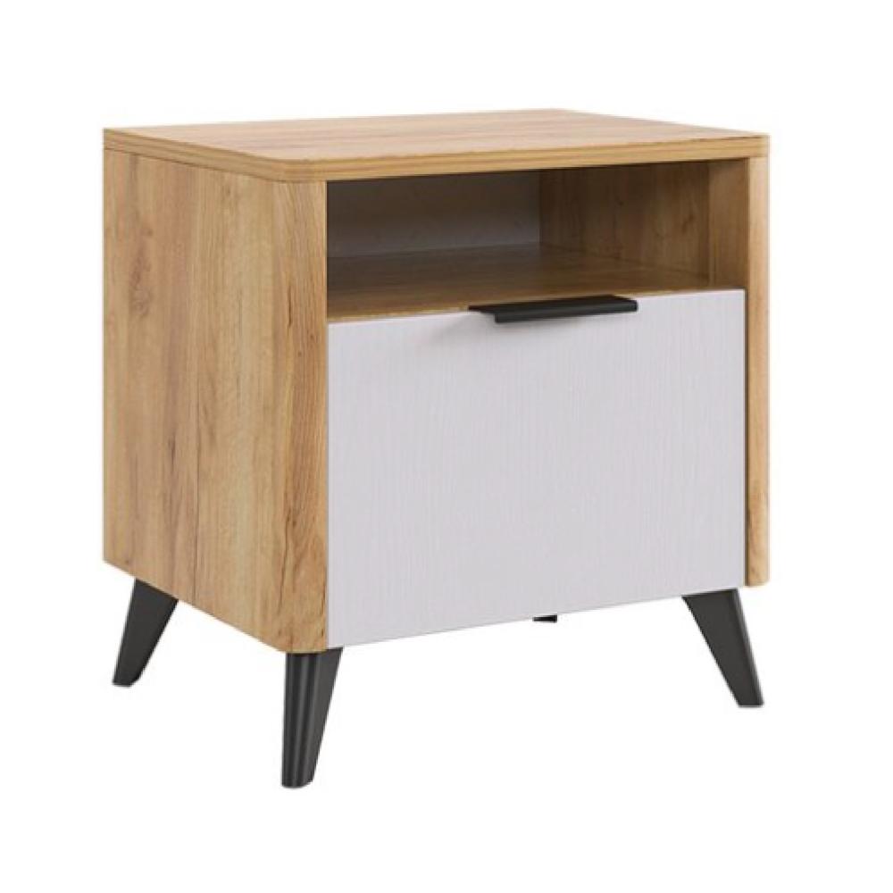 Velador Mesa de Noche Moche color Blanco/Duna 1 cajón TU MESITA