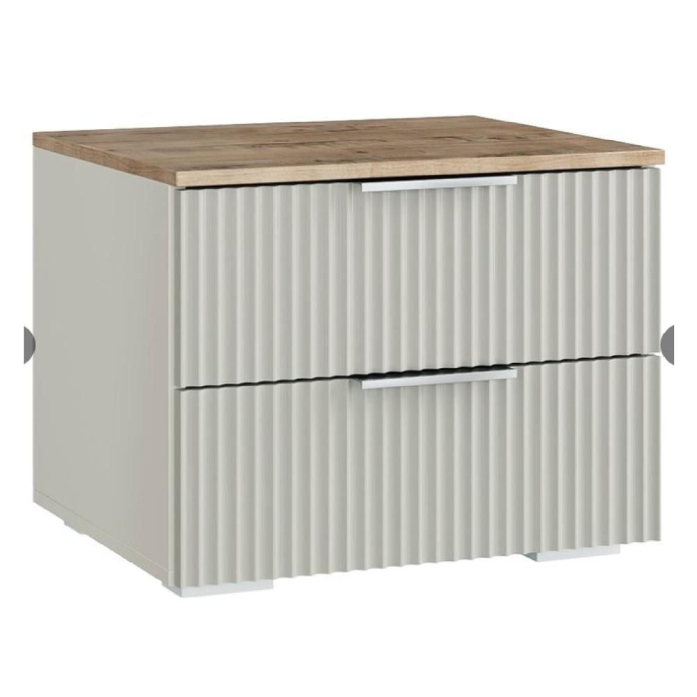 Mesa de Noche Minimalista Fedra color Gris Claro/Marrón 2 cajones TU MESITA