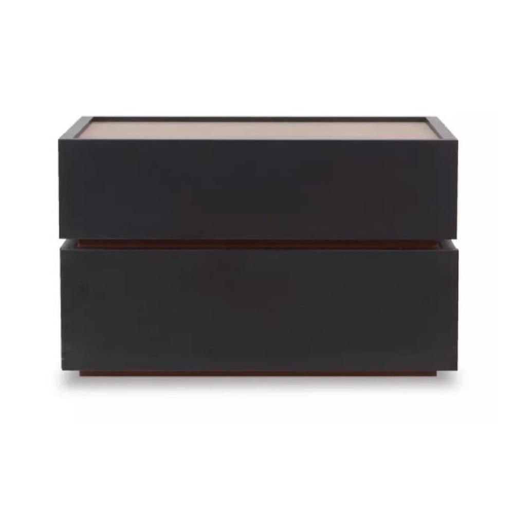 Mesa de Noche Rafael Moderna color Negro/Marrón 2 cajones TU MESITA