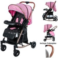 COCHE MECEDOR PARA BEBE RECLINABLE ROSA BABY