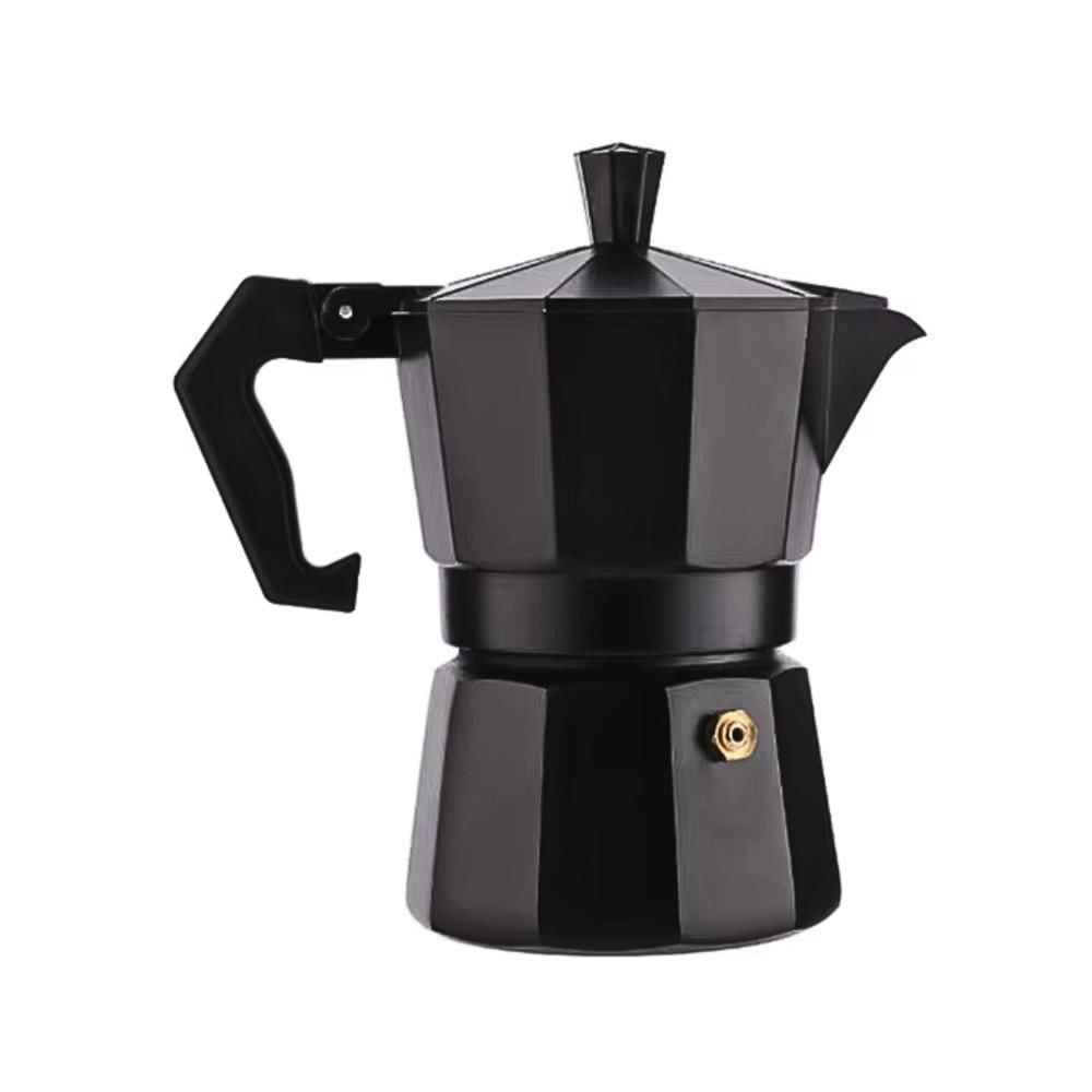 Cafetera Moka Italiana, Café Espresso 3 Tazas - 150ml Negro