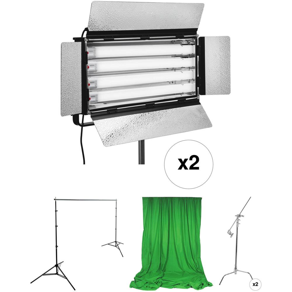 Sistema de Soporte de Fondo Impacto Chroma Kit - 12' de Ancho, 2 Luces Fluorescentes READY COOL 5600