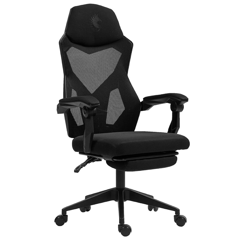 Silla Gamer Ergonómica Dreizt Mesh XL Negro Con Posapies Reclinable