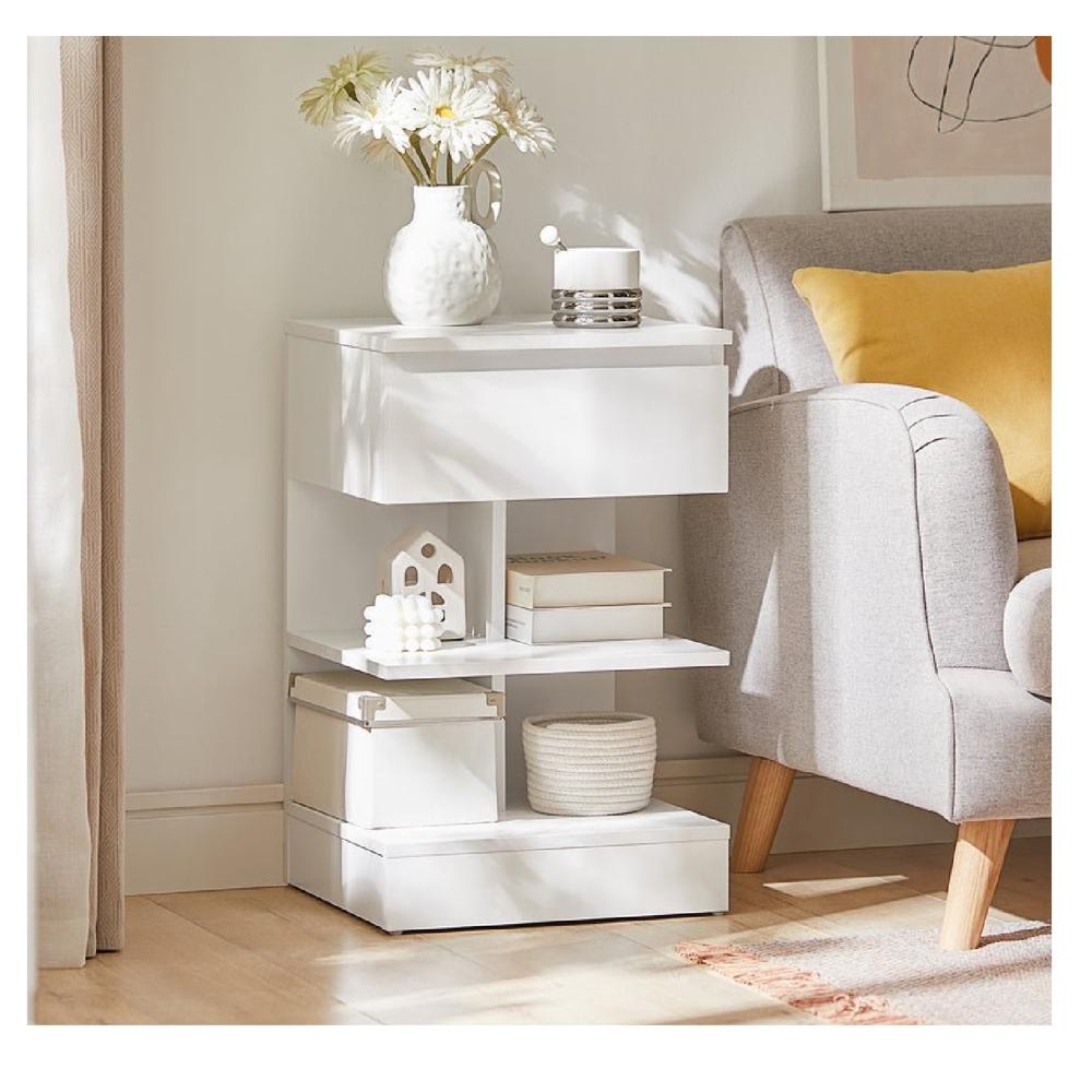 Velador Mesa de Noche Marleny color Blanco 1 cajón TU MESITA