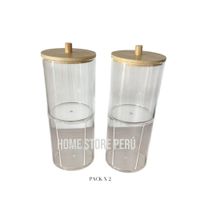 Organizador de acrilico  Porta algodones Bambú Pack x 2