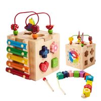 Cubo Colorido De Actividades De Madera Montessori 8En1