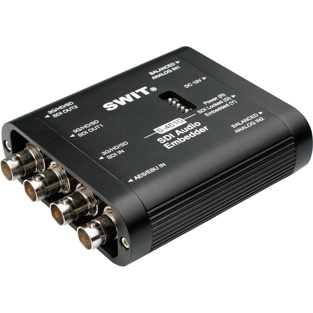 SWIT Embedder de Audio SDI Portátil - Entrada 3G/HD/SD-SDI, 2 Canales AES/EBU, Entradas de Audio Bal