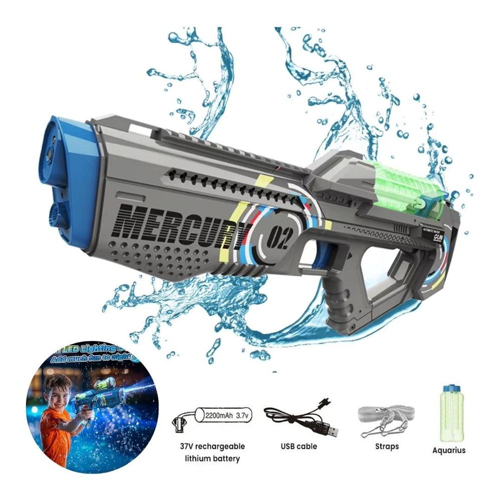 Juguete Pistola de Agua Luz LED Mercury M02 Con Sonidos