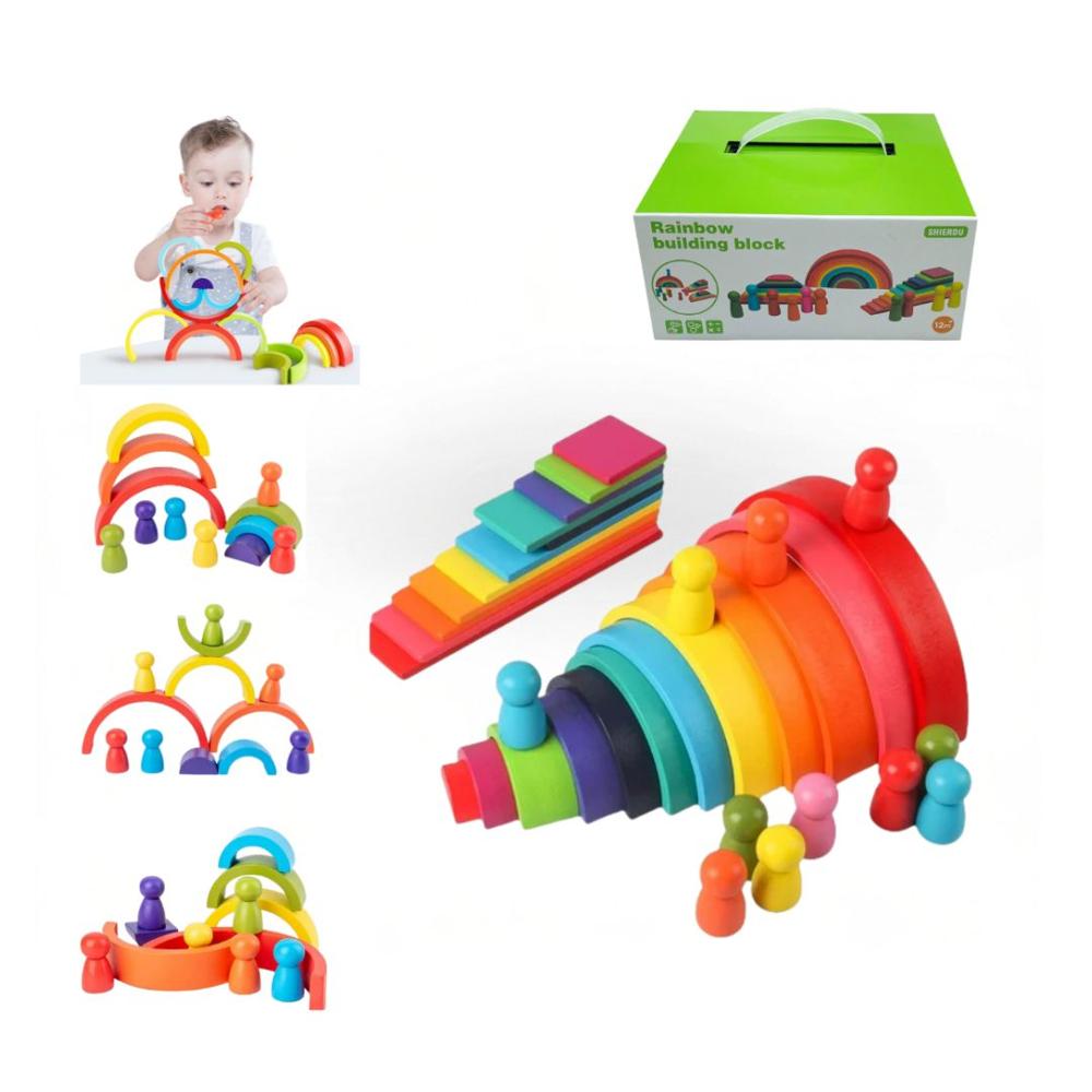 Bloques Arcoíris Apilables de Madera