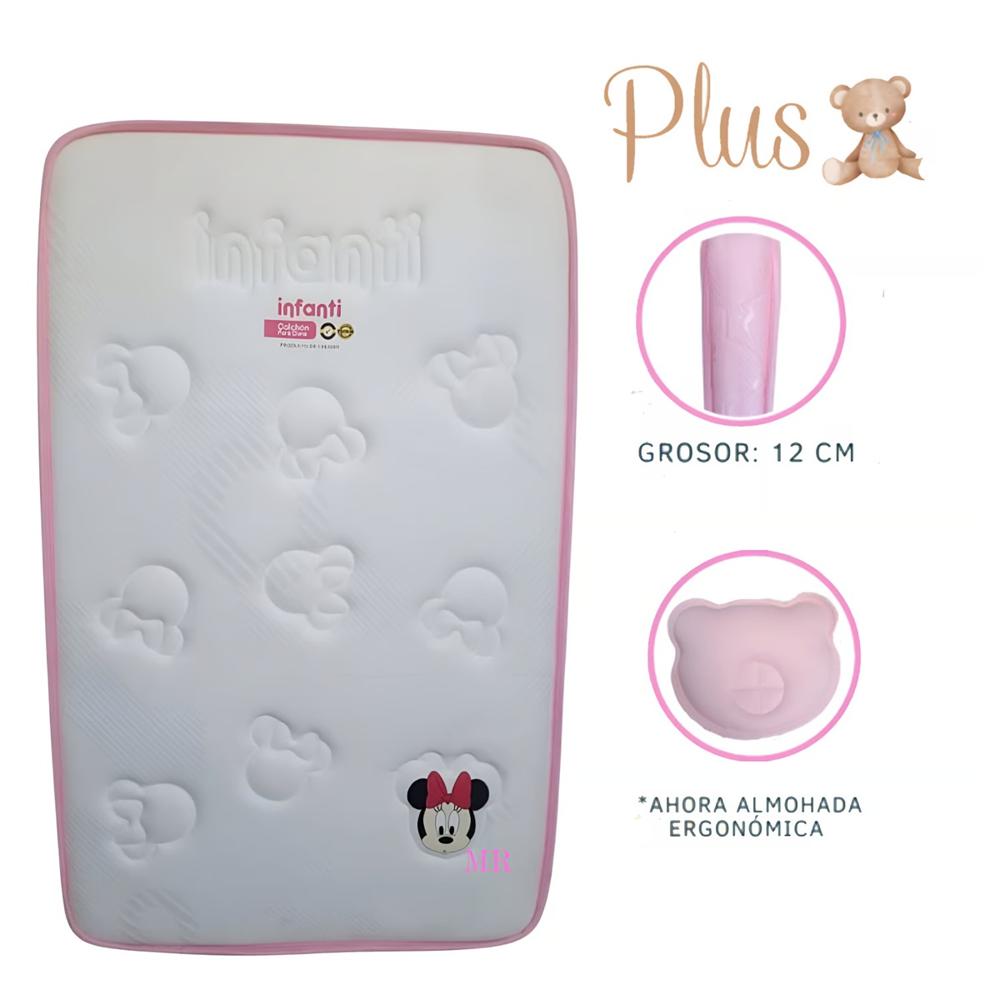 Colchón Plus para Bebé bordes Rosado