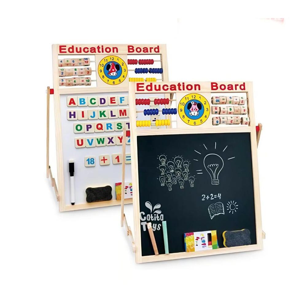 Pizarra 2En1 Didáctica De Madera Con Ábaco Colorido Grande