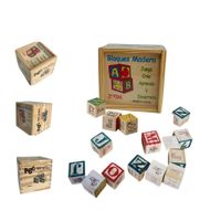 Caja 27 Cubos ABC Didácticos De Madera