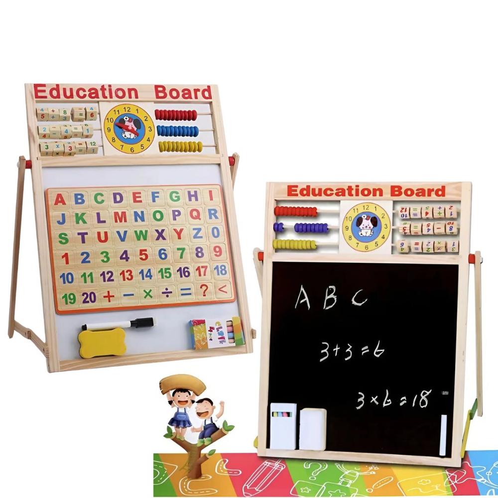 Pizarra 2En1 Didáctica De Madera Con Ábaco Colorido Mediana